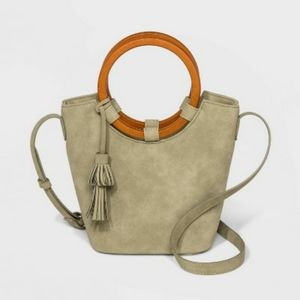 Universal Thread Wood Handle Bucket Crossbody Bag